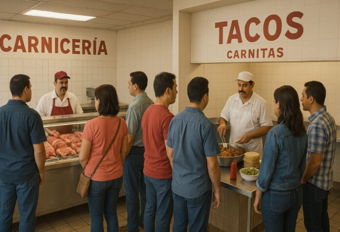 Fotografía de una carnicería con área de tacos y espacio amplio para clientes; representa cómo la experiencia del lugar puede elevar o hundir las ventas.